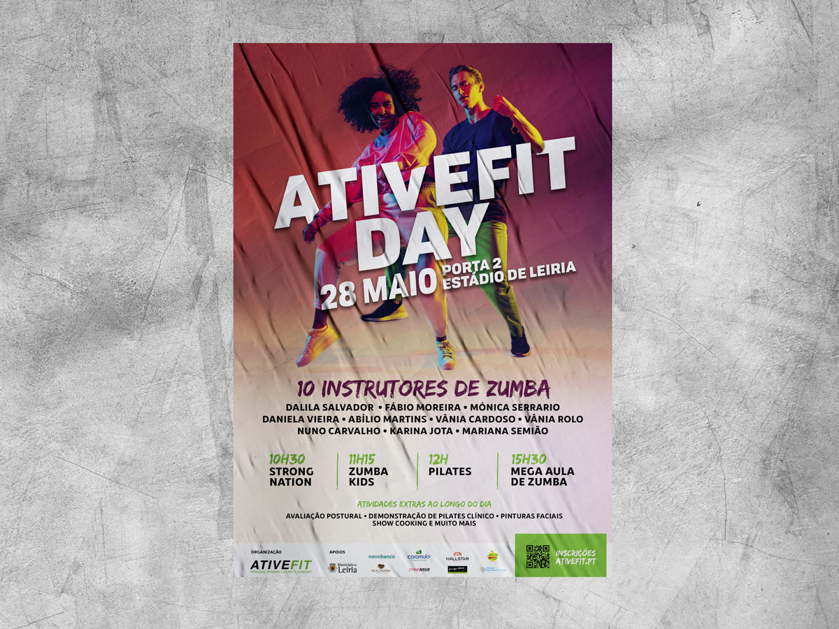 cartaz de evento de zumba organizado pela Ativefit